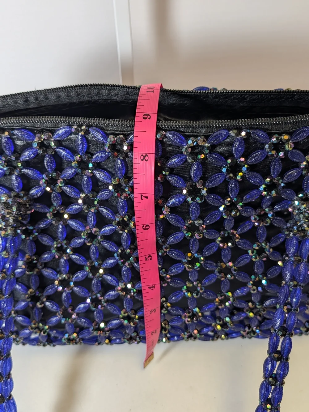 Handcrafted Beaded Navy Shoulder Bag